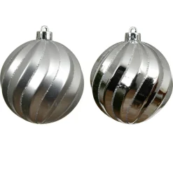 KAEMINGK Lot de 6 boules de Noël (D80 mm) Glam chic Argent Hot