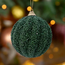KAEMINGK Lot de 12 boules de Noël (D80 mm) Etincelle Vert sapin Clearance