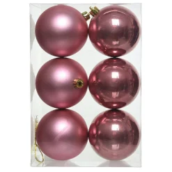 KAEMINGK Lot de 6 boules de Noël (D80 mm) Aravis Vieux rose Hot