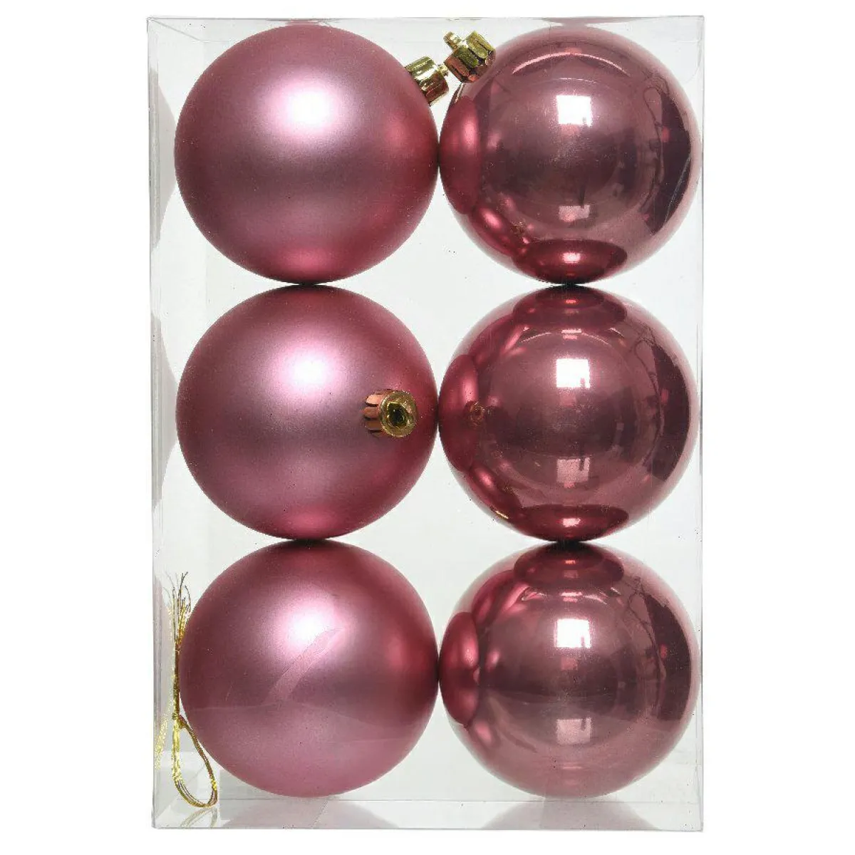 KAEMINGK Lot de 6 boules de Noël (D80 mm) Aravis Vieux rose Hot