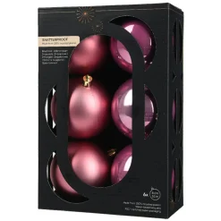 KAEMINGK Lot de 6 boules de Noël (D80 mm) Aravis Vieux rose Hot
