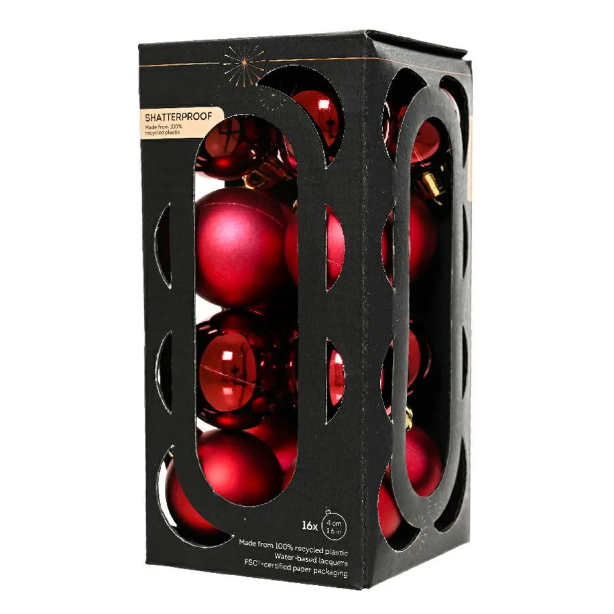 KAEMINGK Lot de 16 boules de Noël (D40 mm) Aravis Bordeaux