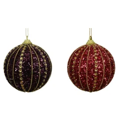 KAEMINGK Lot de 12 boules de Noël (D80 mm) Queen Mauve et Bordeaux Violet Clearance