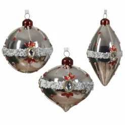 KAEMINGK Lot de 3 boules de Noël (D80 mm) en verre Ornéla Argent Outlet