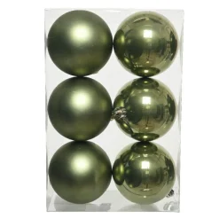 KAEMINGK Lot de 6 boules de Noël (D80 mm) Aravis Vert romarin Hot