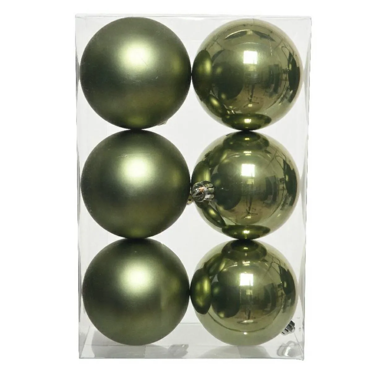 KAEMINGK Lot de 6 boules de Noël (D80 mm) Aravis Vert romarin Hot