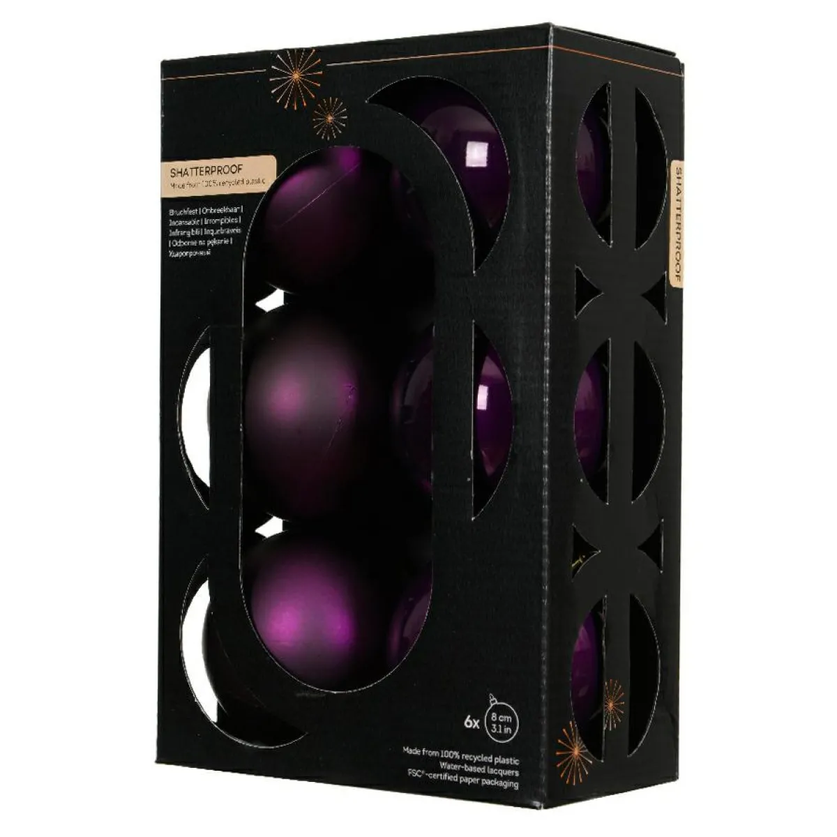 KAEMINGK Lot de 6 boules de Noël (D80 mm) Aravis Figue Violet Online