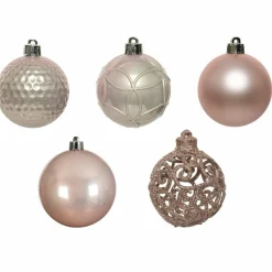KAEMINGK Lot de 37 boules de Noël (D60 mm) Alpine Mix Rose poudré Outlet