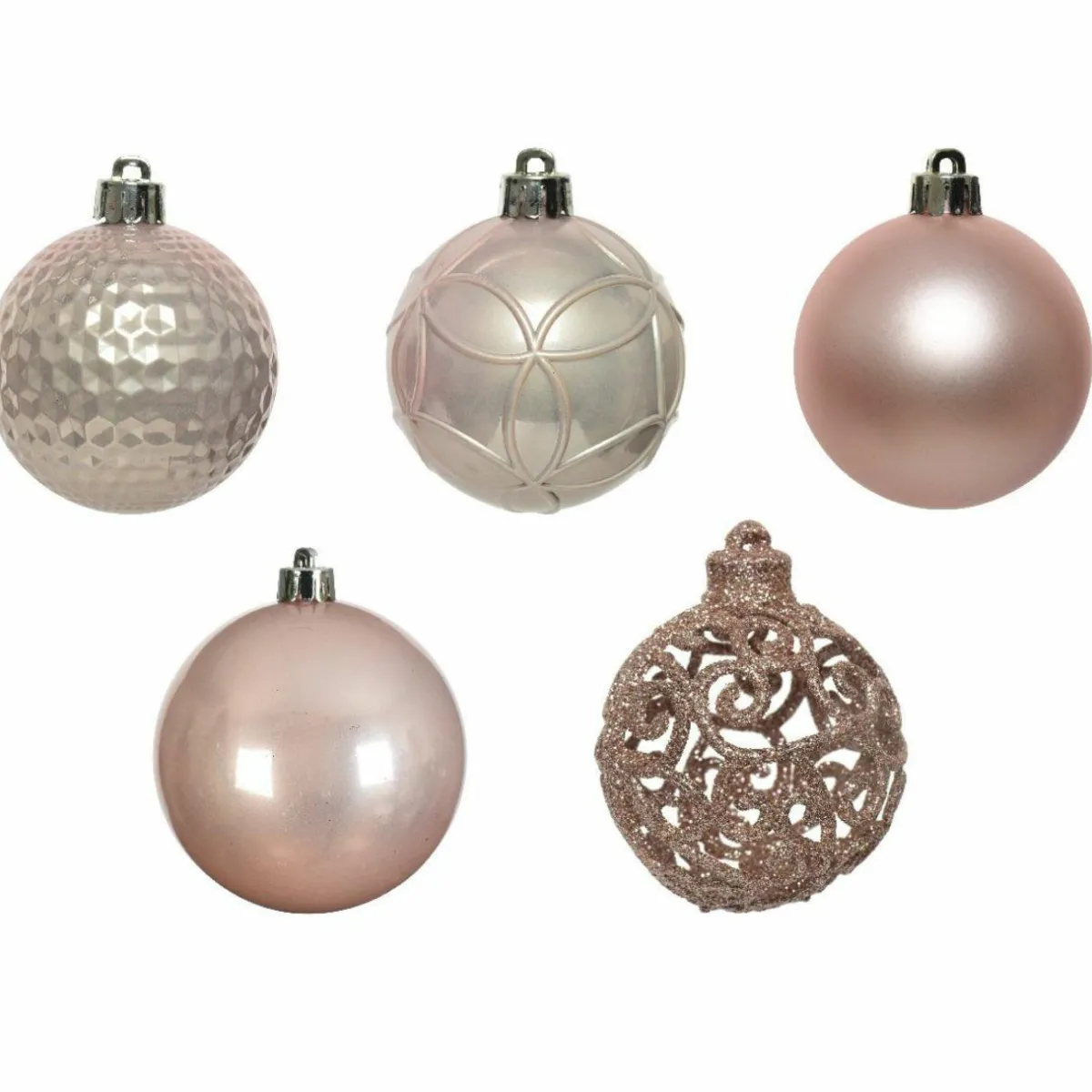 KAEMINGK Lot de 37 boules de Noël (D60 mm) Alpine Mix Rose poudré Outlet
