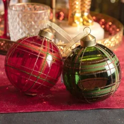 KAEMINGK Lot de 12 boules de Noël (D80 mm) en verre Lauri Rouge Sale