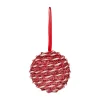 JJA Lot de 6 boules de Noël (D80 mm) Rayé Fantaisie Rouge et blanc Online