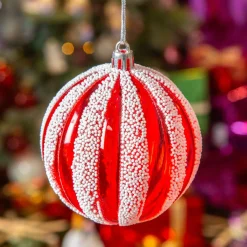 KAEMINGK Lot de 12 boules de Noël (D100 mm) Fantasia perlées et blanc Rouge Sale