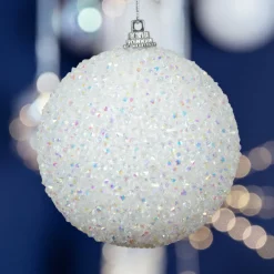 KAEMINGK Lot de 12 boules de Noël (D80 mm) Sequins pailletés Blanc Discount