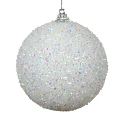 KAEMINGK Lot de 12 boules de Noël (D80 mm) Sequins pailletés Blanc Discount