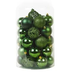 KAEMINGK Lot de 35 boules de Noël (D60 mm) Aravis mix Vert sapin Sale