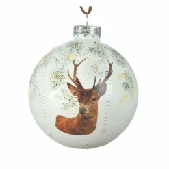 KAEMINGK Lot de 3 boules de Noël (D80 mm) en verre Comète Blanc Clearance