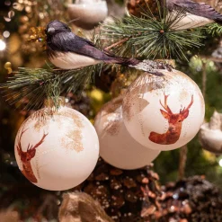 KAEMINGK Lot de 3 boules de Noël (D80 mm) en verre Comète Blanc Clearance