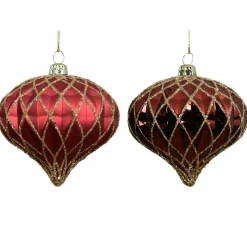 KAEMINGK Lot de 12 boules de Noël (D80 mm) Natale Prezioso Bordeaux Discount