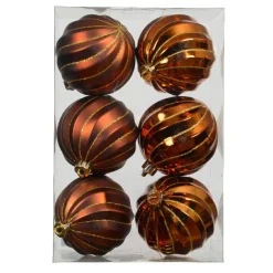 KAEMINGK Lot de 6 boules de Noël (D80 mm) Glam chic pailleté or Brun café Online