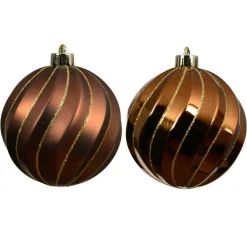 KAEMINGK Lot de 6 boules de Noël (D80 mm) Glam chic pailleté or Brun café Online