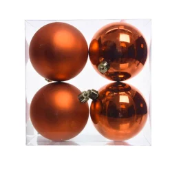 KAEMINGK Lot de 4 boules de Noël (D100 mm) Aravis Orange Online