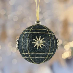 KAEMINGK Lot de 12 boules de Noël (D80 mm) Ciel de cristal et or Bleu nuit Clearance