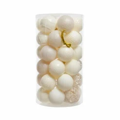 KAEMINGK Lot de 37 boules de Noël (D60 mm) Alpine mix Blanc laine Hot