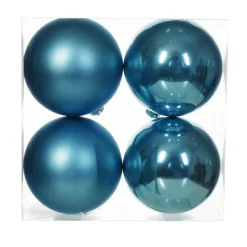 KAEMINGK Lot de 4 boules de Noël (D100 mm) Aravis Bleu pétillant Sale