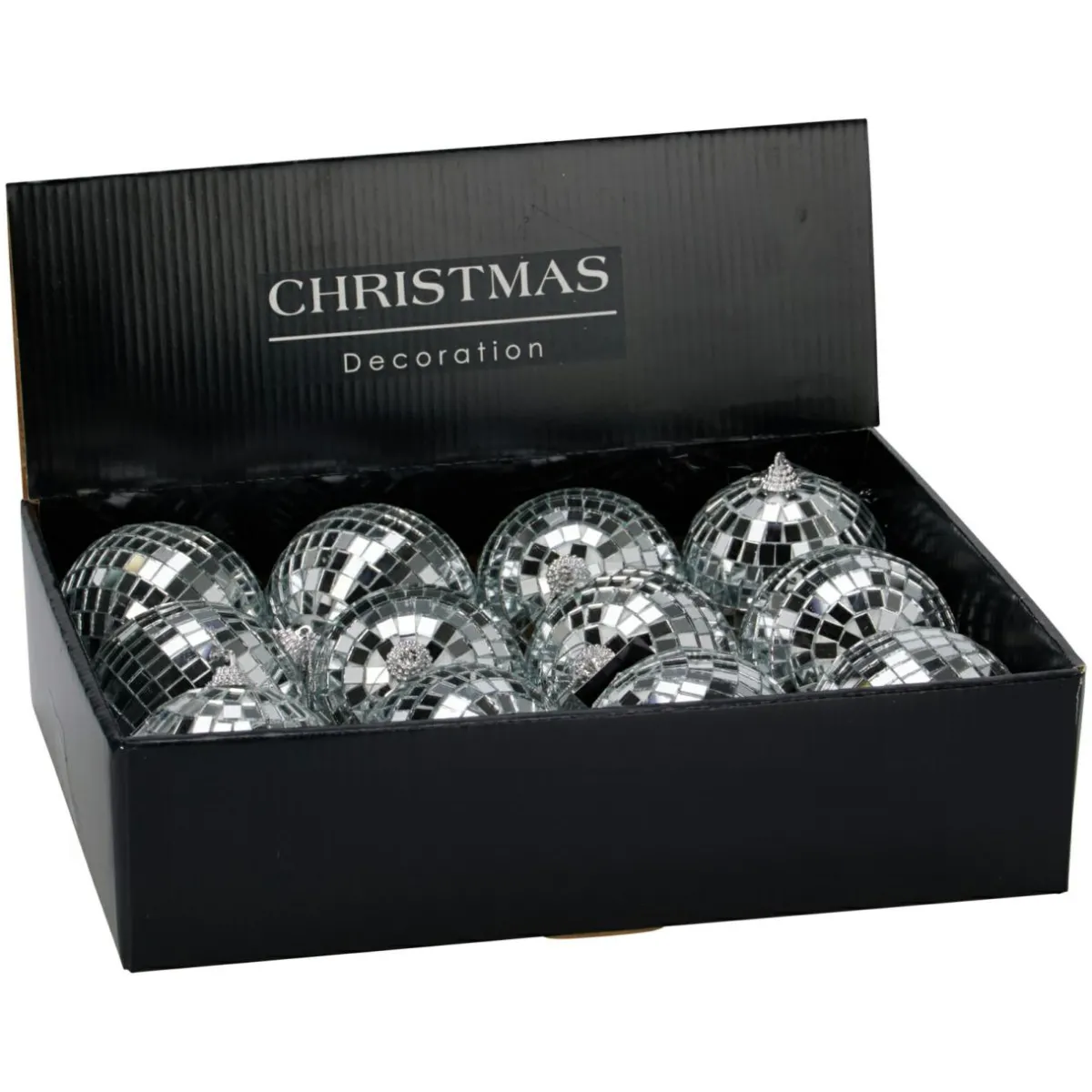 KOOPMAN Lot de 12 boules de Noël (D80 mm) Night Fever Argent Outlet