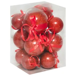 JJA Lot de 14 boules de Noël (D150 mm) Darling Rouge Hot