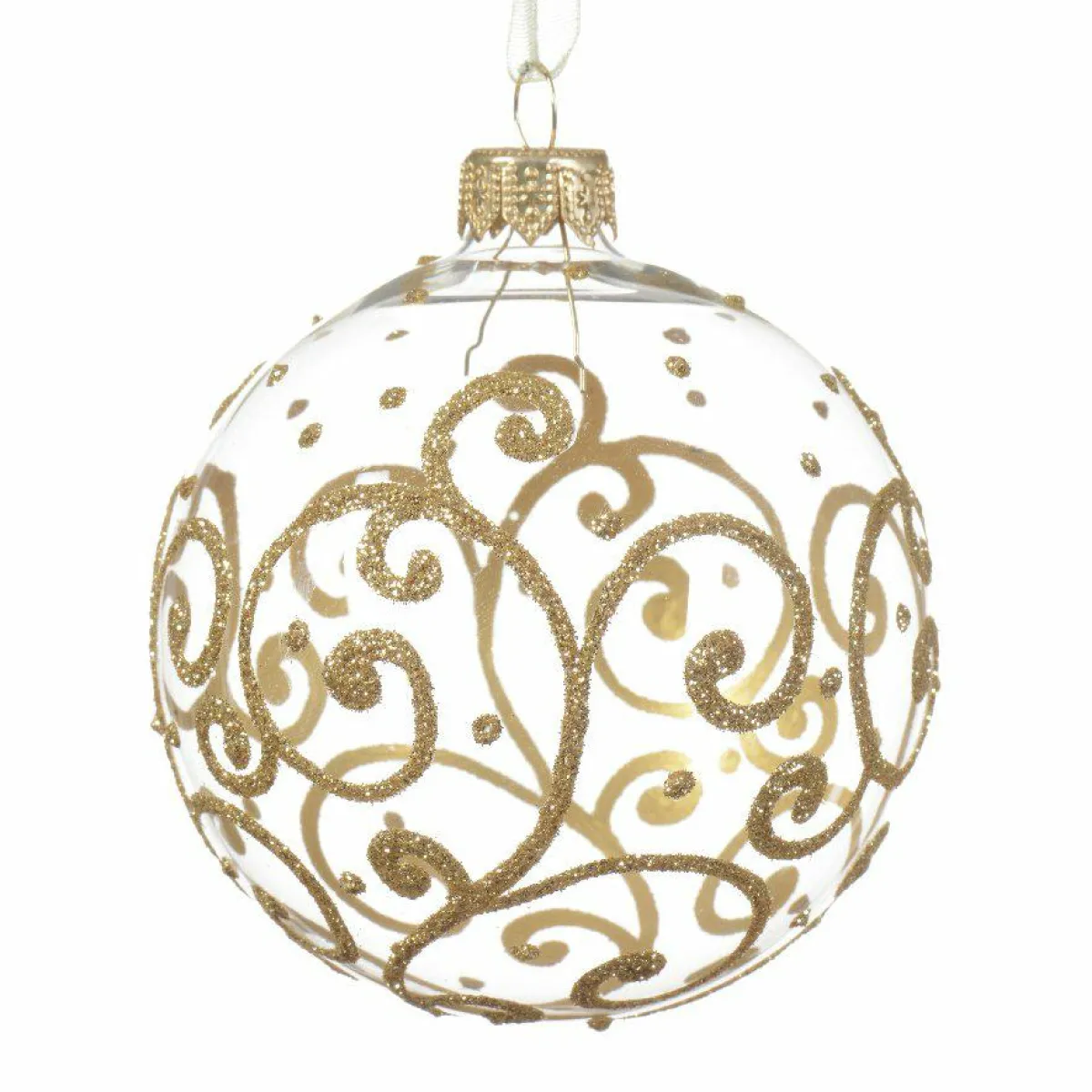 KAEMINGK Lot de 6 boules de Noël (D80 mm) en verre Stacy Or Discount
