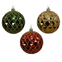 KAEMINGK Lot de 12 boules de Noël (D80 mm) Venise de nuit pailleté or Multicolore Hot