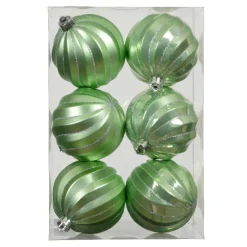 KAEMINGK Lot de 6 boules de Noël (D80 mm) Glam chic Vert matcha Sale