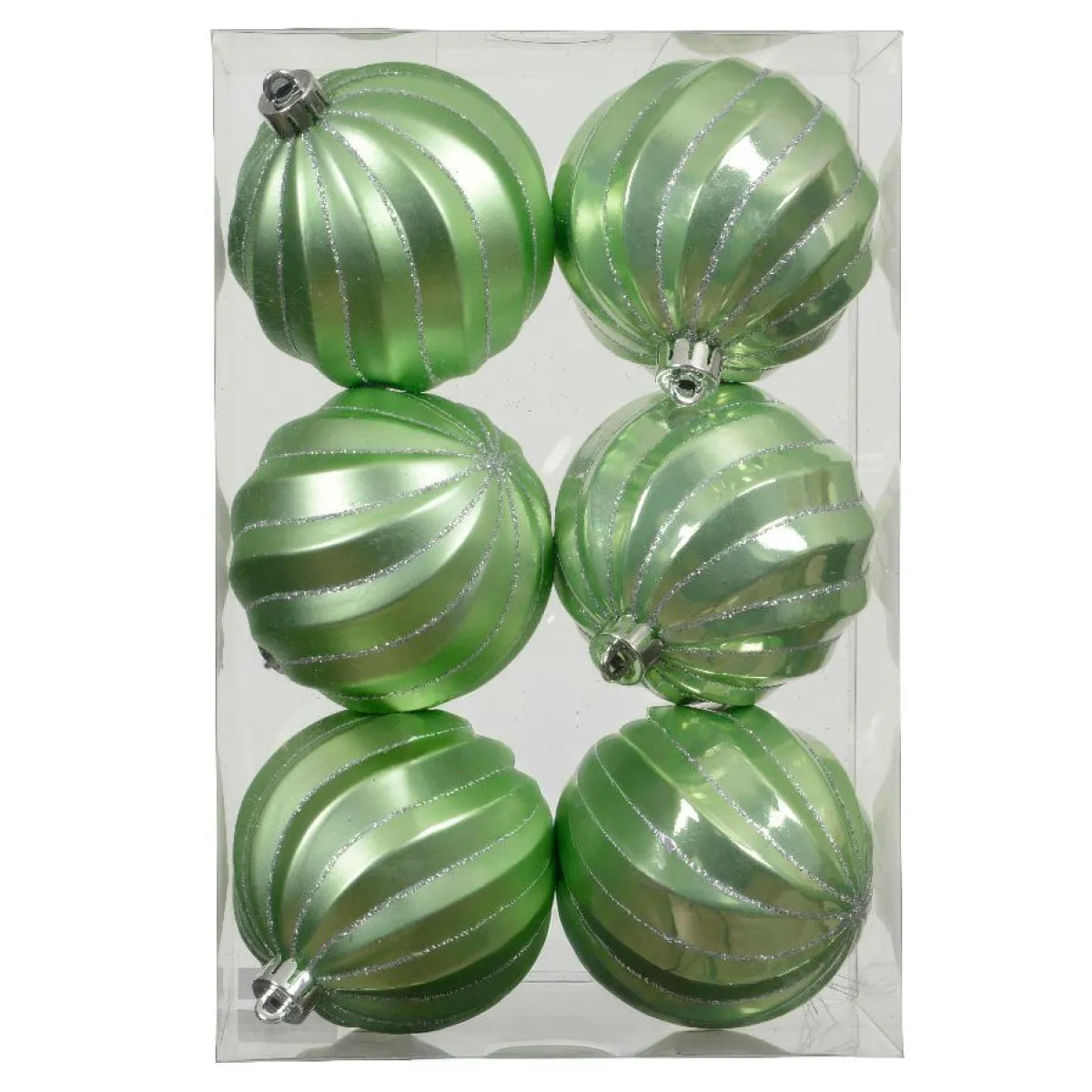KAEMINGK Lot de 6 boules de Noël (D80 mm) Glam chic Vert matcha Sale