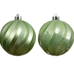 KAEMINGK Lot de 6 boules de Noël (D80 mm) Glam chic Vert matcha Sale