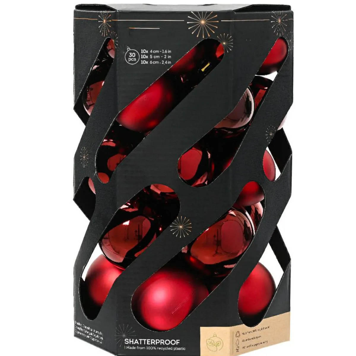 KAEMINGK Lot de 30 boules de Noël (D60 mm) Aravis Bordeaux Clearance