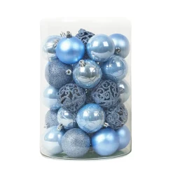 KAEMINGK Lot de 35 boules de Noël (D60 mm) Aravis Bleu Ciel Discount