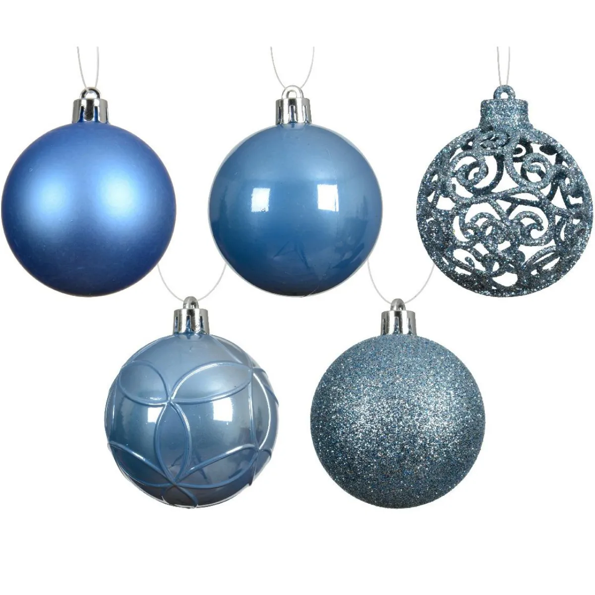 KAEMINGK Lot de 35 boules de Noël (D60 mm) Aravis Bleu Ciel Discount