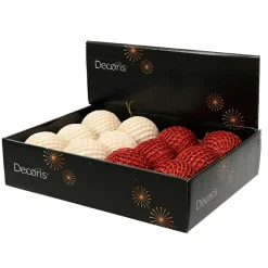 KAEMINGK Lot de 12 boules de Noël (D100 mm) Carreaux et paillettes et perle Rouge Online