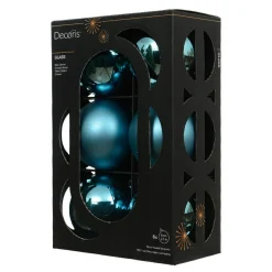 KAEMINGK Lot de 6 boules de Noël en verre (D80 mm) Boréal Bleu pétillant Hot