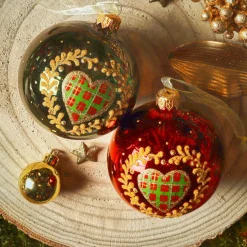 KAEMINGK Lot de 6 boules de Noël en verre (D80 mm) Saint-Moritz Bordeaux Discount
