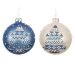 KAEMINGK Lot de 6 boules de Noël en verre (D80 mm) Sapin nordique Bleu Ciel Best