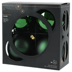 KAEMINGK Lot de 4 boules de Noël en verre (D100 mm) Boréal Vert sapin
