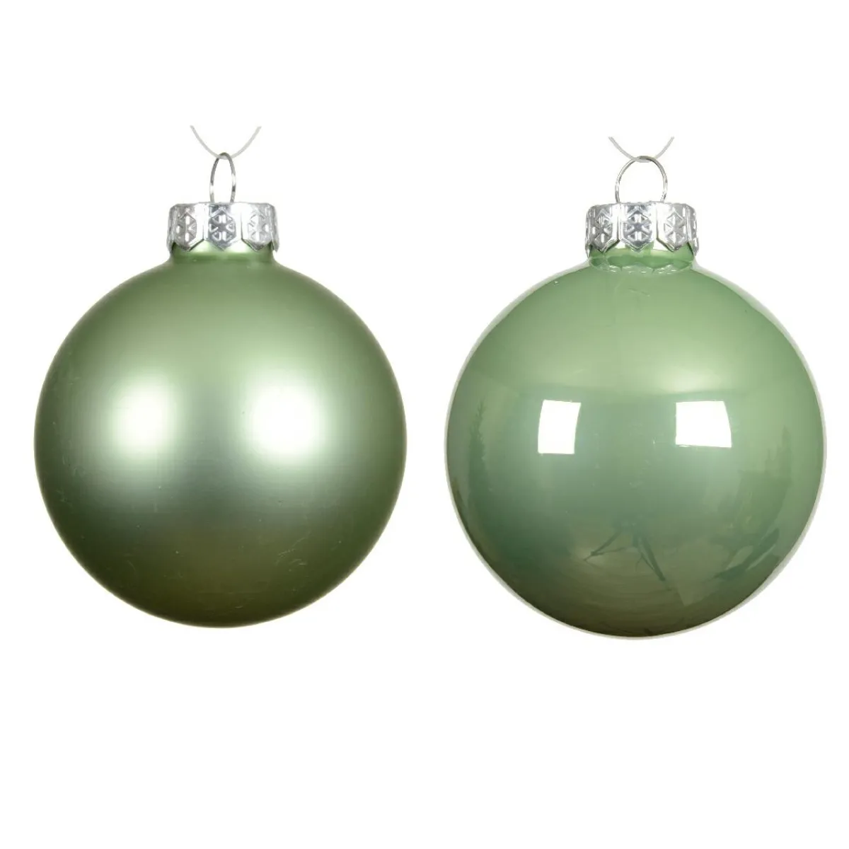 KAEMINGK Lot de 6 Boules de Noël en verre (D80 mm) Boréal Vert matcha New