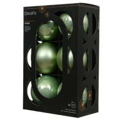 KAEMINGK Lot de 6 Boules de Noël en verre (D80 mm) Boréal Vert matcha New