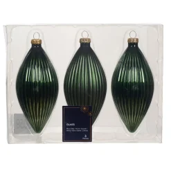 KAEMINGK Lot de 3 boules de Noël en verre (D60 mm) Goutte précieuse Vert romarin Online
