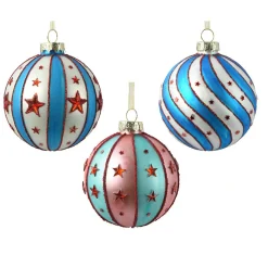 KAEMINGK Lot de 12 boules de Noël en verre (D80 mm) Grand Chapiteau Multicolore Bleu Best