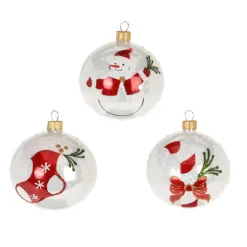 KOOPMAN Lot de 12 boules de Noël en verre (D80 mm) Noël Tradition nacré Blanc Discount