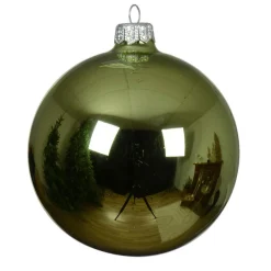 KAEMINGK Lot de 4 boules de Noël en verre (D100 mm) Arctique brillante Thé Vert Outlet