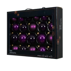 KAEMINGK Lot de 21 boules de Noël en verre (D60 à 75 mm) Assorties Cristal Figue Violet Hot